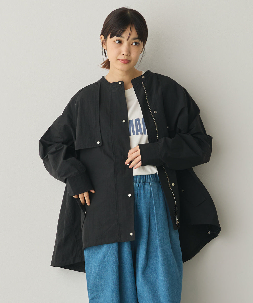 撥水加工ナイロン裾ドローコードAラインブルゾン[1325-9011]