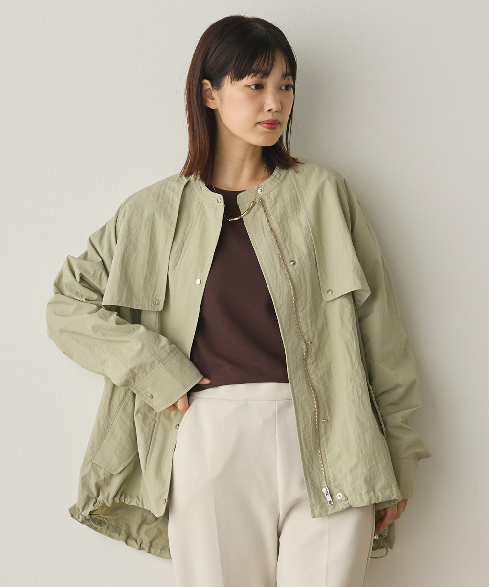 撥水加工ナイロン裾ドローコードAラインブルゾン[1325-9011]