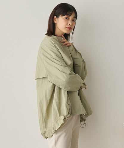 撥水加工ナイロン裾ドローコードAラインブルゾン[1325-9011]