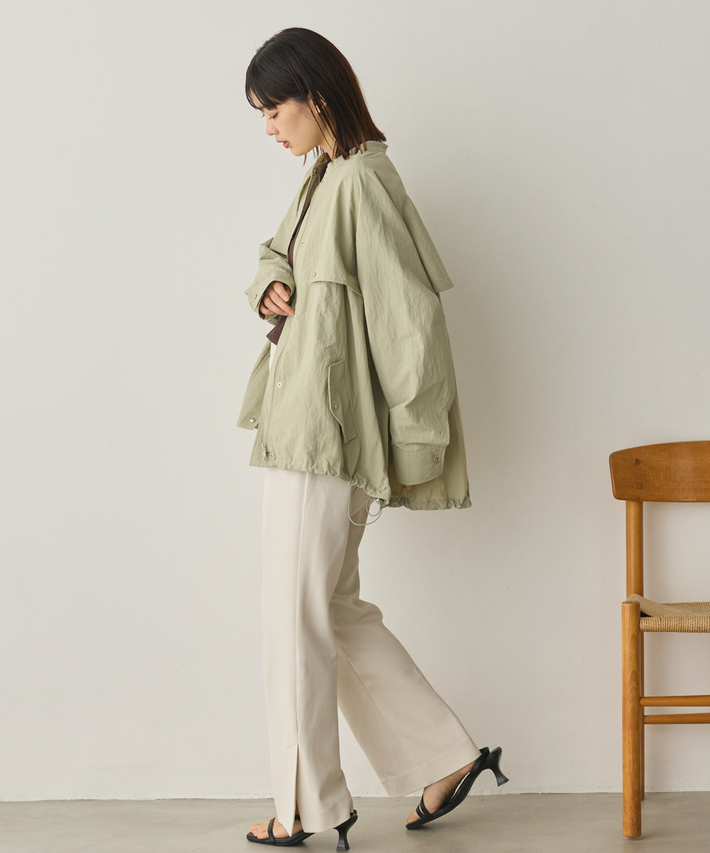 撥水加工ナイロン裾ドローコードAラインブルゾン[1325-9011]