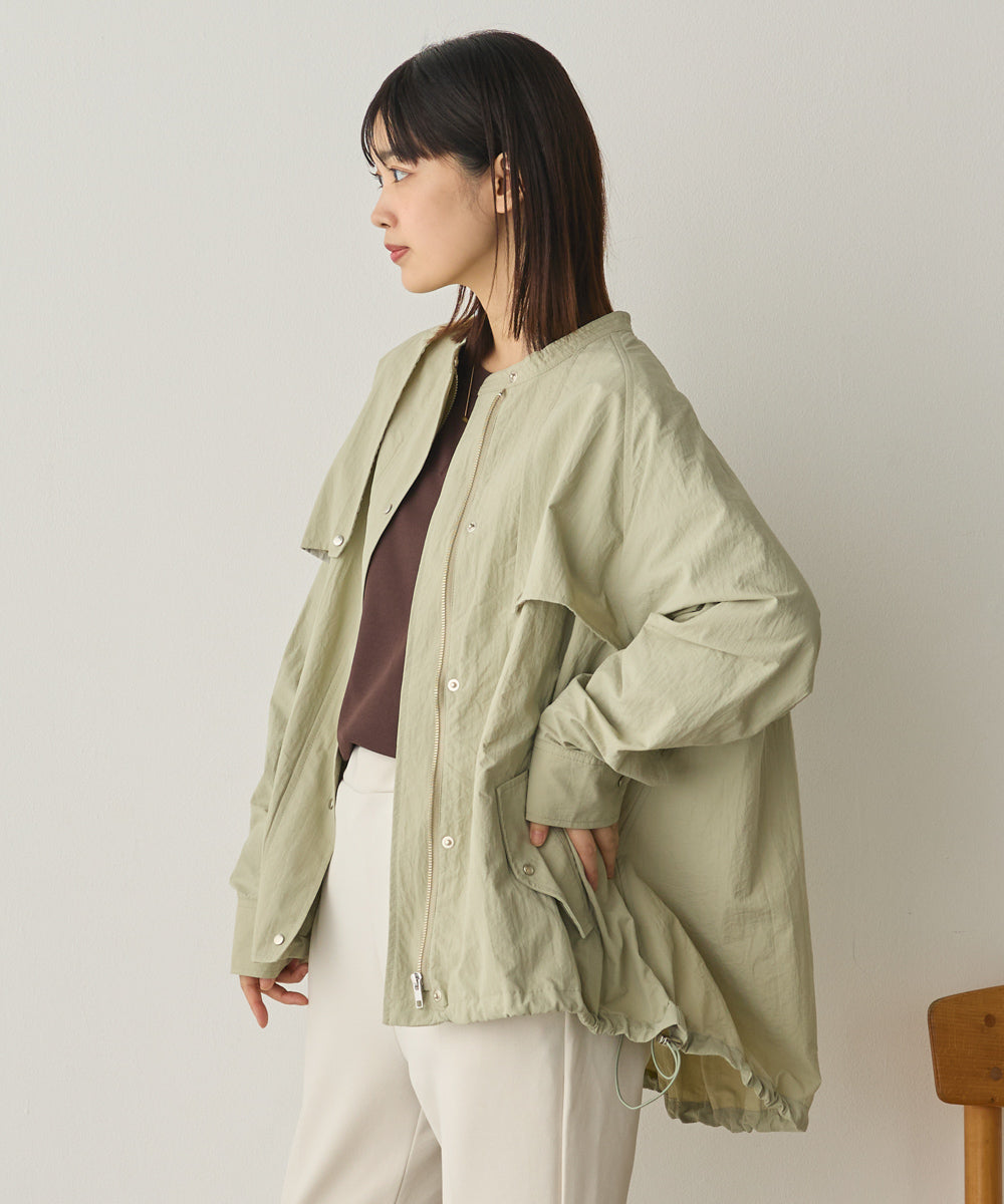 撥水加工ナイロン裾ドローコードAラインブルゾン[1325-9011]