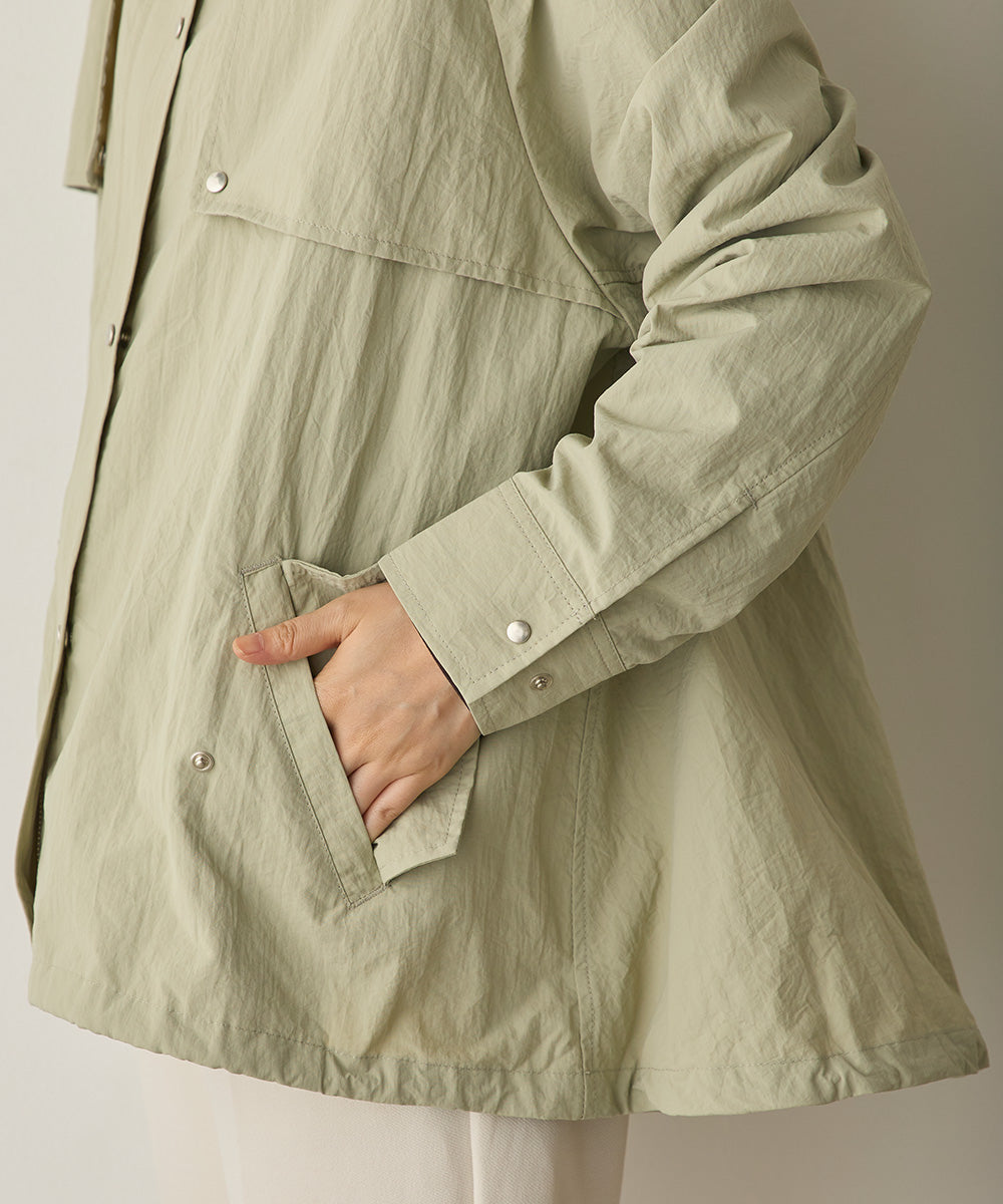 撥水加工ナイロン裾ドローコードAラインブルゾン[1325-9011]