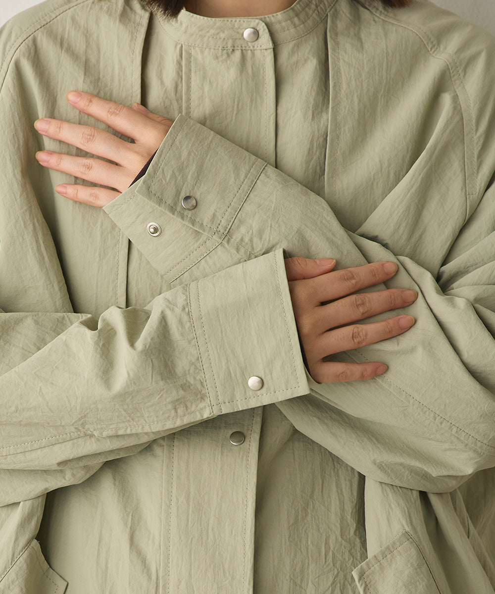 撥水加工ナイロン裾ドローコードAラインブルゾン[1325-9011]