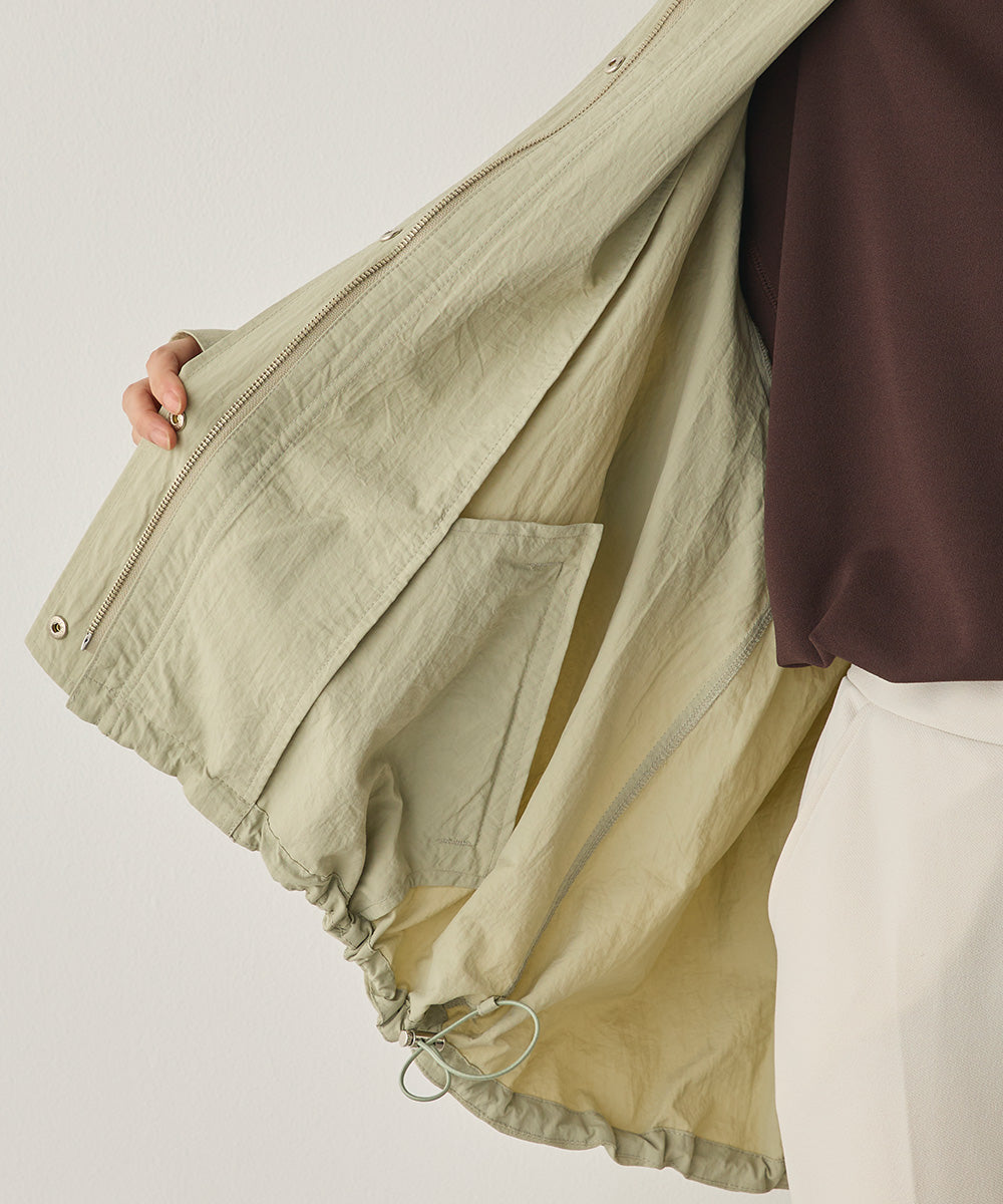 撥水加工ナイロン裾ドローコードAラインブルゾン[1325-9011]