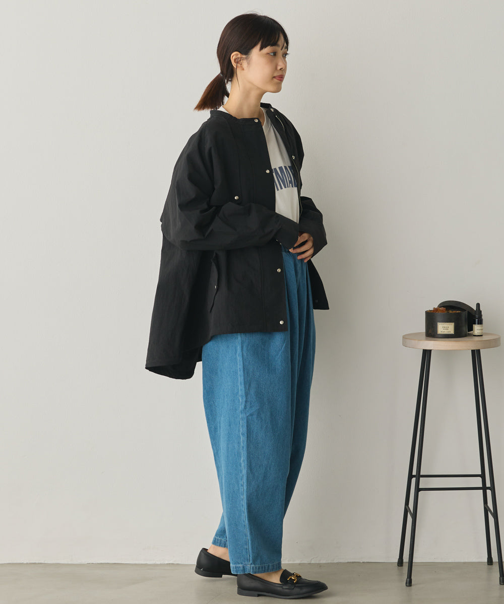 撥水加工ナイロン裾ドローコードAラインブルゾン[1325-9011]