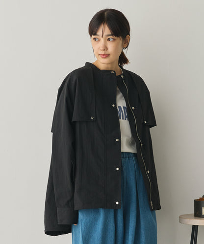 撥水加工ナイロン裾ドローコードAラインブルゾン[1325-9011]