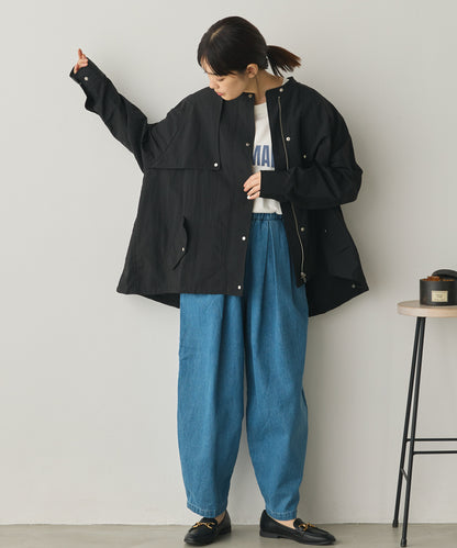 撥水加工ナイロン裾ドローコードAラインブルゾン[1325-9011]