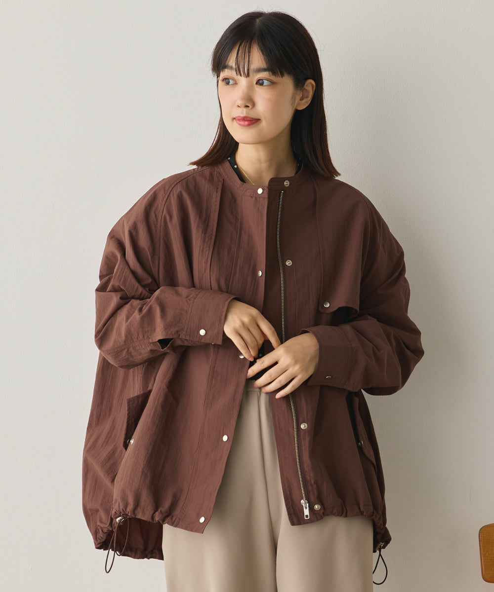 撥水加工ナイロン裾ドローコードAラインブルゾン[1325-9011]