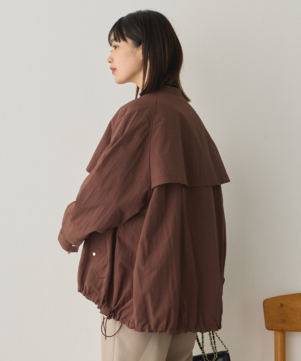 撥水加工ナイロン裾ドローコードAラインブルゾン[1325-9011]