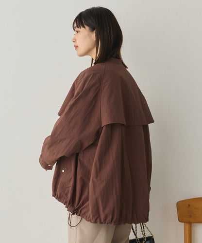 撥水加工ナイロン裾ドローコードAラインブルゾン[1325-9011]