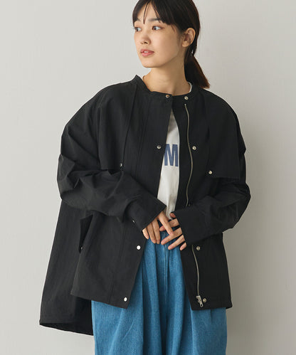 撥水加工ナイロン裾ドローコードAラインブルゾン[1325-9011]