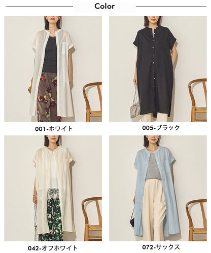 コットンキャンブリック半袖シャツワンピース[21012-7136]