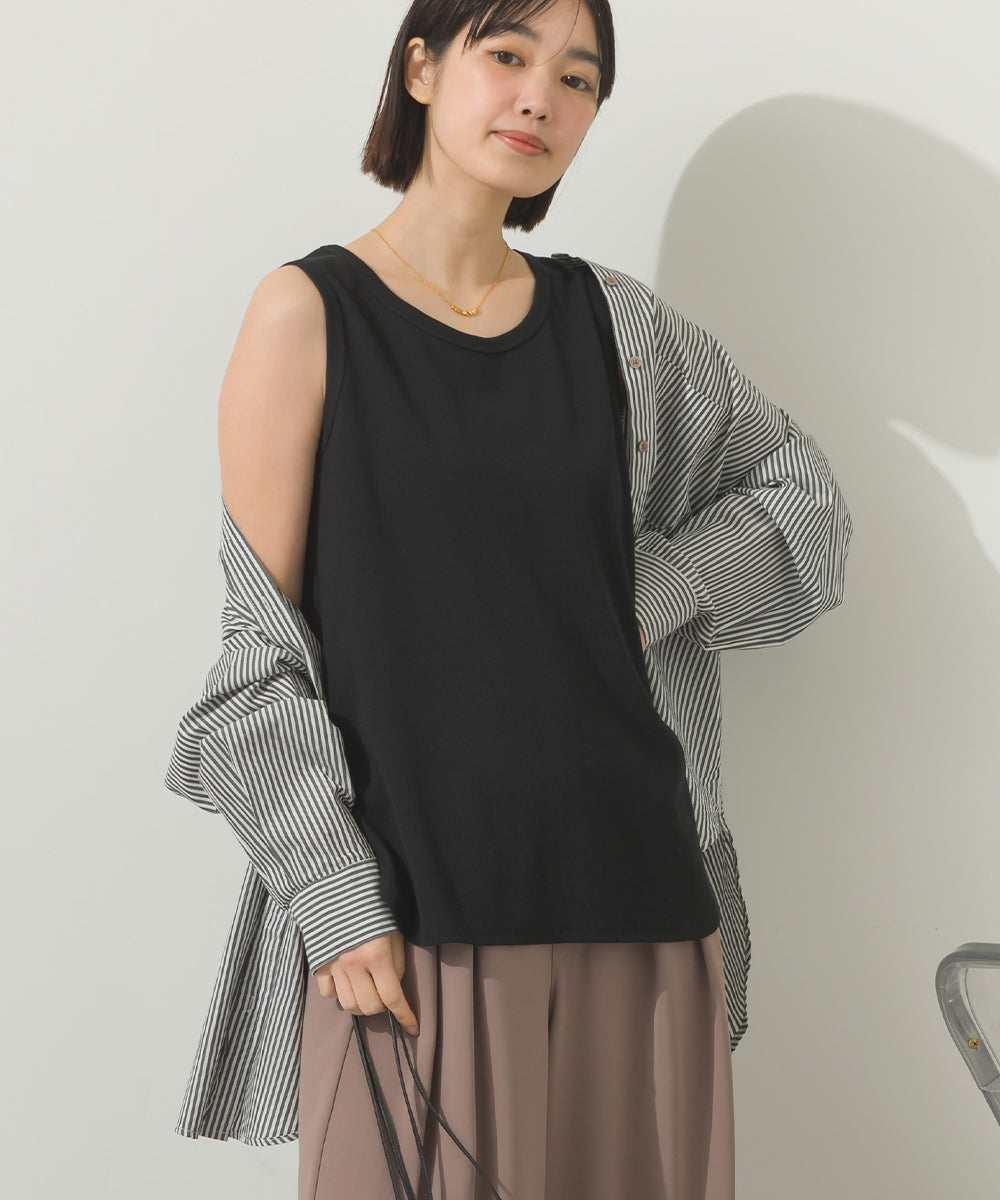 リブ裾ラウンドレイヤードタンク[21025-6136]