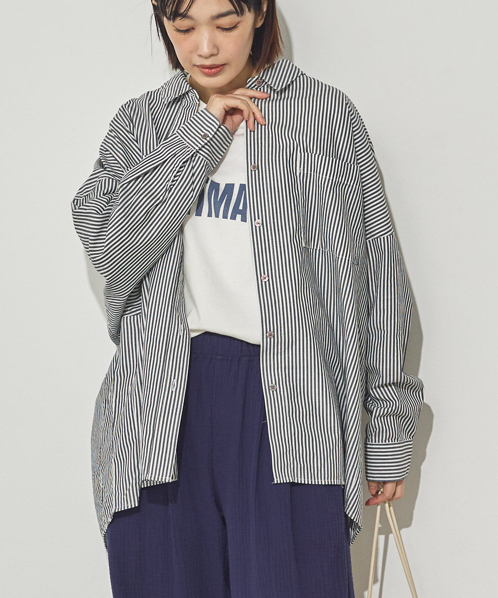 製品洗いブロードドルマンシャツ[21028-4136]