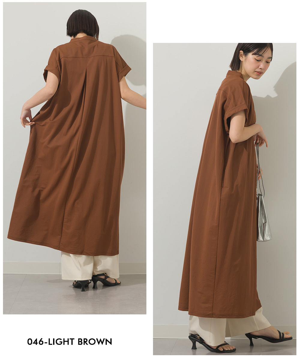 接触冷感Vネックタックワンピース[21062-7136]