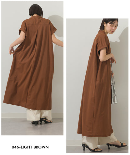 接触冷感Vネックタックワンピース[21062-7136]