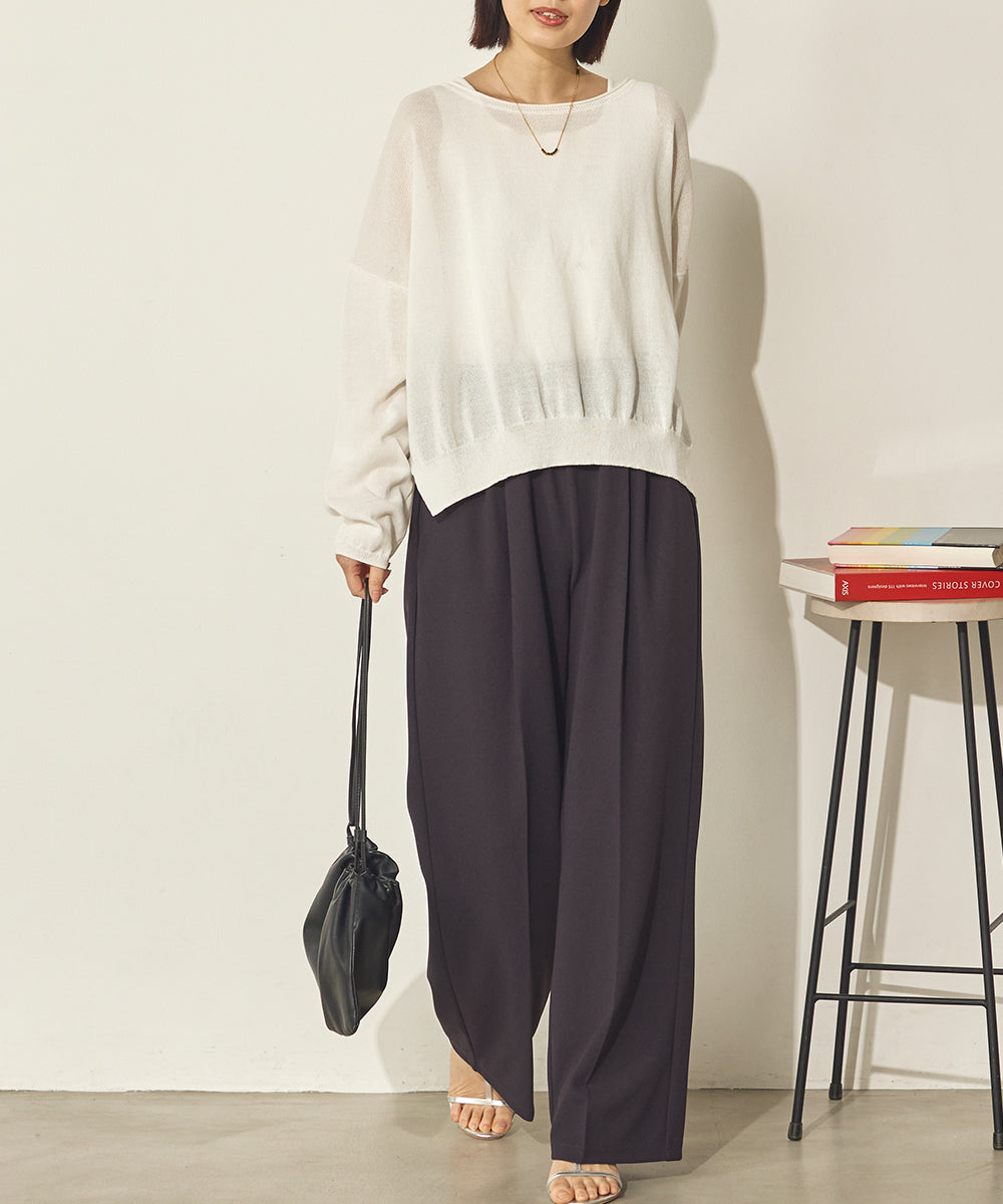 カットジョーゼットセンタープレスパンツ[21070-1136]