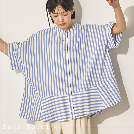 製品洗いブロードフレアヘムシャツ[21078-4136]