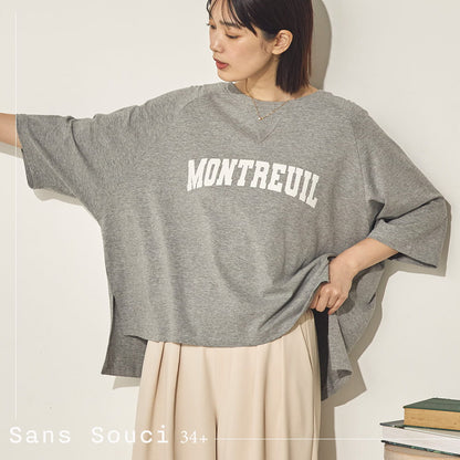 コットンベア天ガゼットワイドシルエットロゴTシャツ[21084-6136]