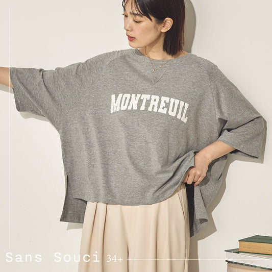 コットンベア天ガゼットワイドシルエットロゴTシャツ[21084-6136]