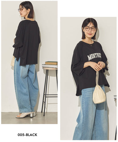 コットンベア天ガゼットワイドシルエットロゴTシャツ[21084-6136]