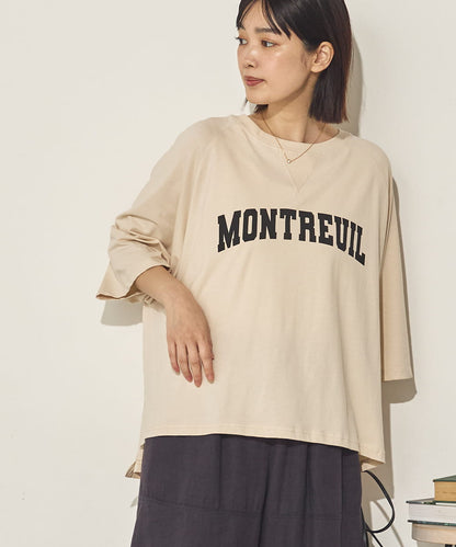 コットンベア天ガゼットワイドシルエットロゴTシャツ[21084-6136]