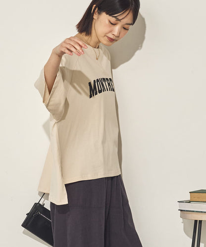 コットンベア天ガゼットワイドシルエットロゴTシャツ[21084-6136]