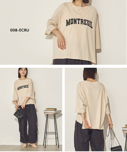 コットンベア天ガゼットワイドシルエットロゴTシャツ[21084-6136]