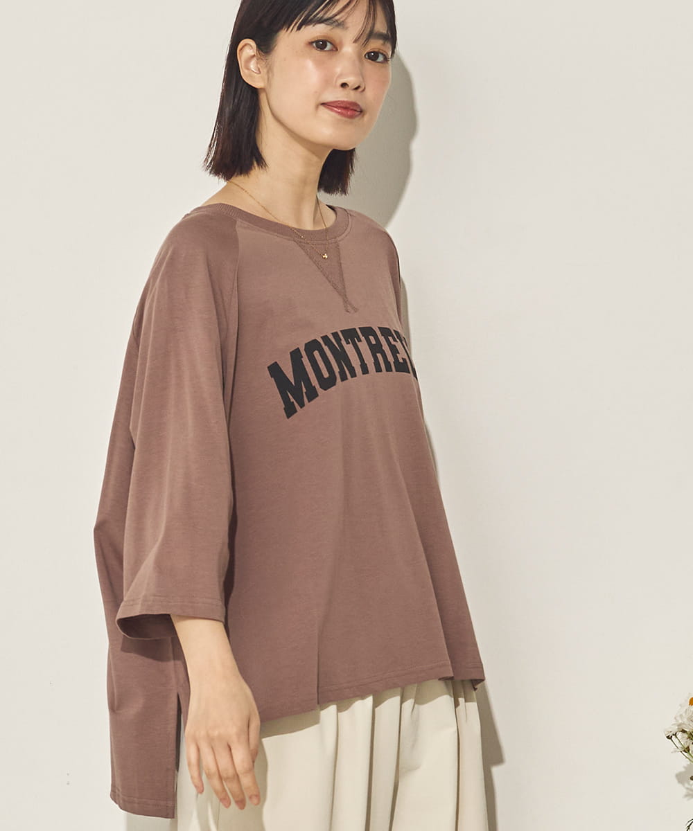 コットンベア天ガゼットワイドシルエットロゴTシャツ[21084-6136]