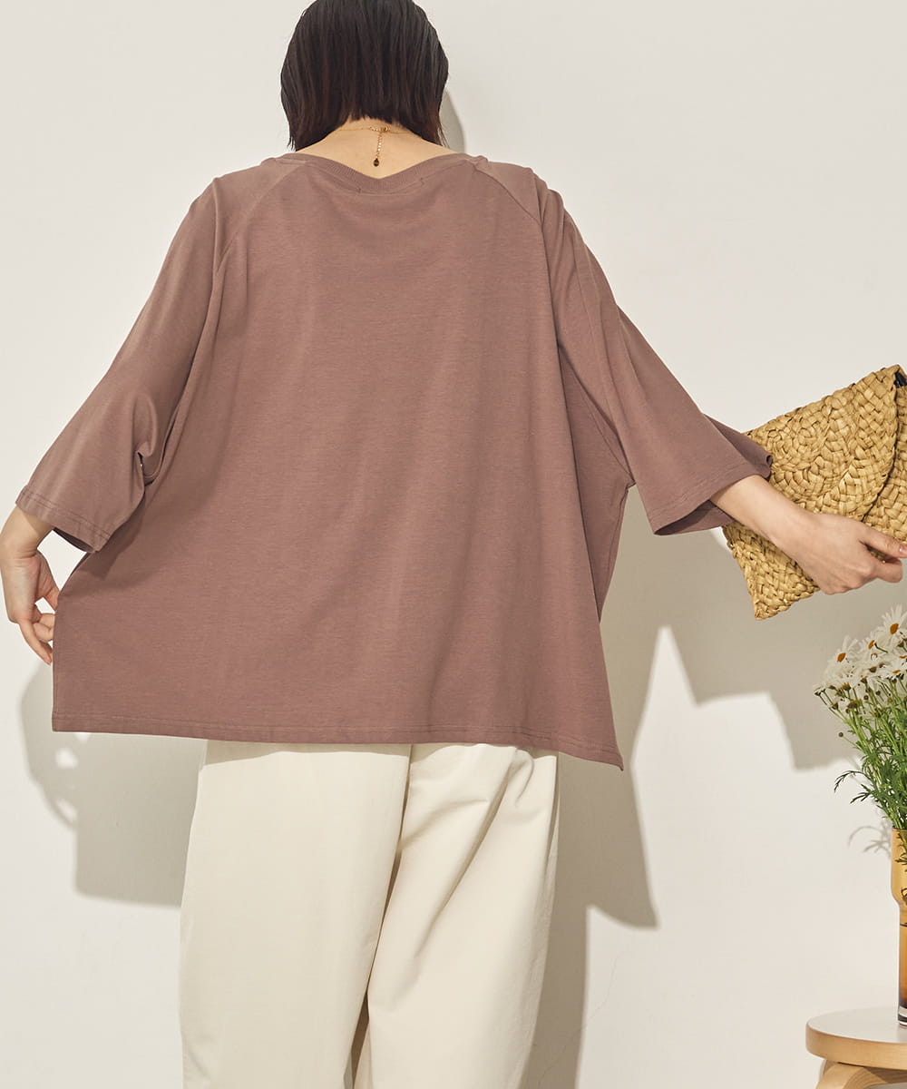 コットンベア天ガゼットワイドシルエットロゴTシャツ[21084-6136]