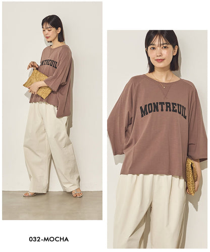 コットンベア天ガゼットワイドシルエットロゴTシャツ[21084-6136]