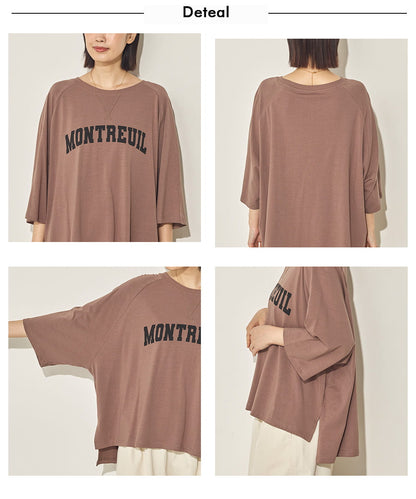 コットンベア天ガゼットワイドシルエットロゴTシャツ[21084-6136]