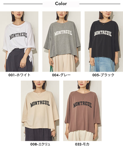コットンベア天ガゼットワイドシルエットロゴTシャツ[21084-6136]