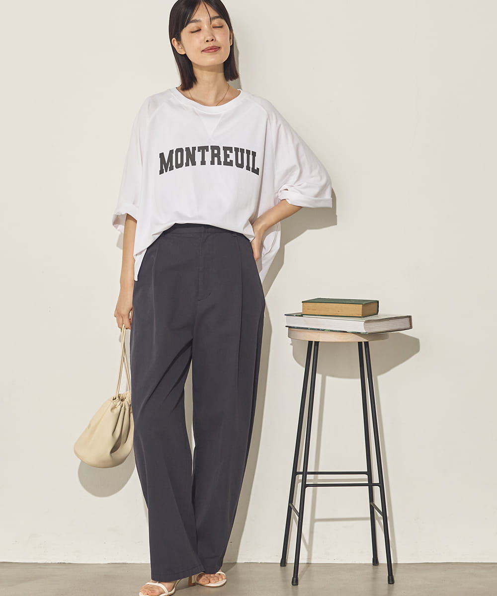 コットンベア天ガゼットワイドシルエットロゴTシャツ[21084-6136]
