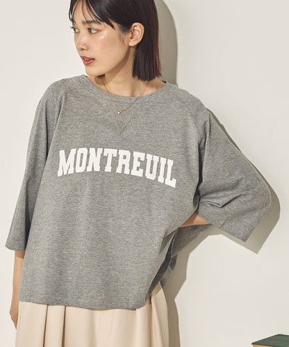 コットンベア天ガゼットワイドシルエットロゴTシャツ[21084-6136]