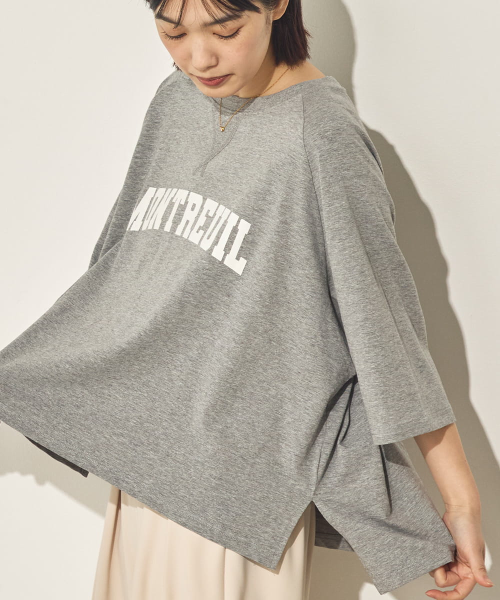 コットンベア天ガゼットワイドシルエットロゴTシャツ[21084-6136]