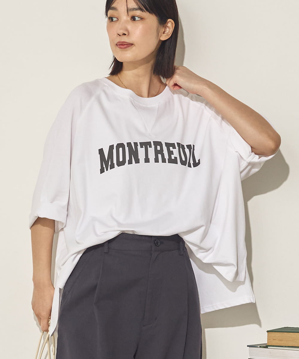 コットンベア天ガゼットワイドシルエットロゴTシャツ[21084-6136]