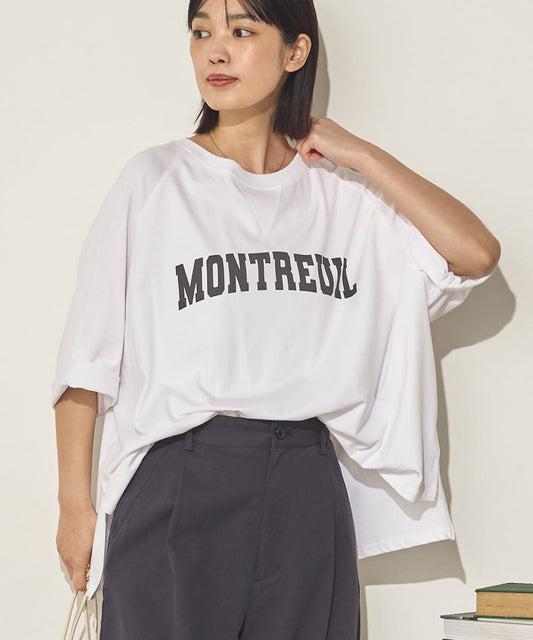 コットンベア天ガゼットワイドシルエットロゴTシャツ[21084-6136]