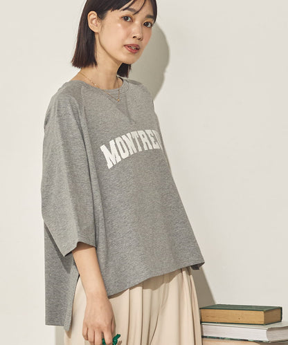 コットンベア天ガゼットワイドシルエットロゴTシャツ[21084-6136]