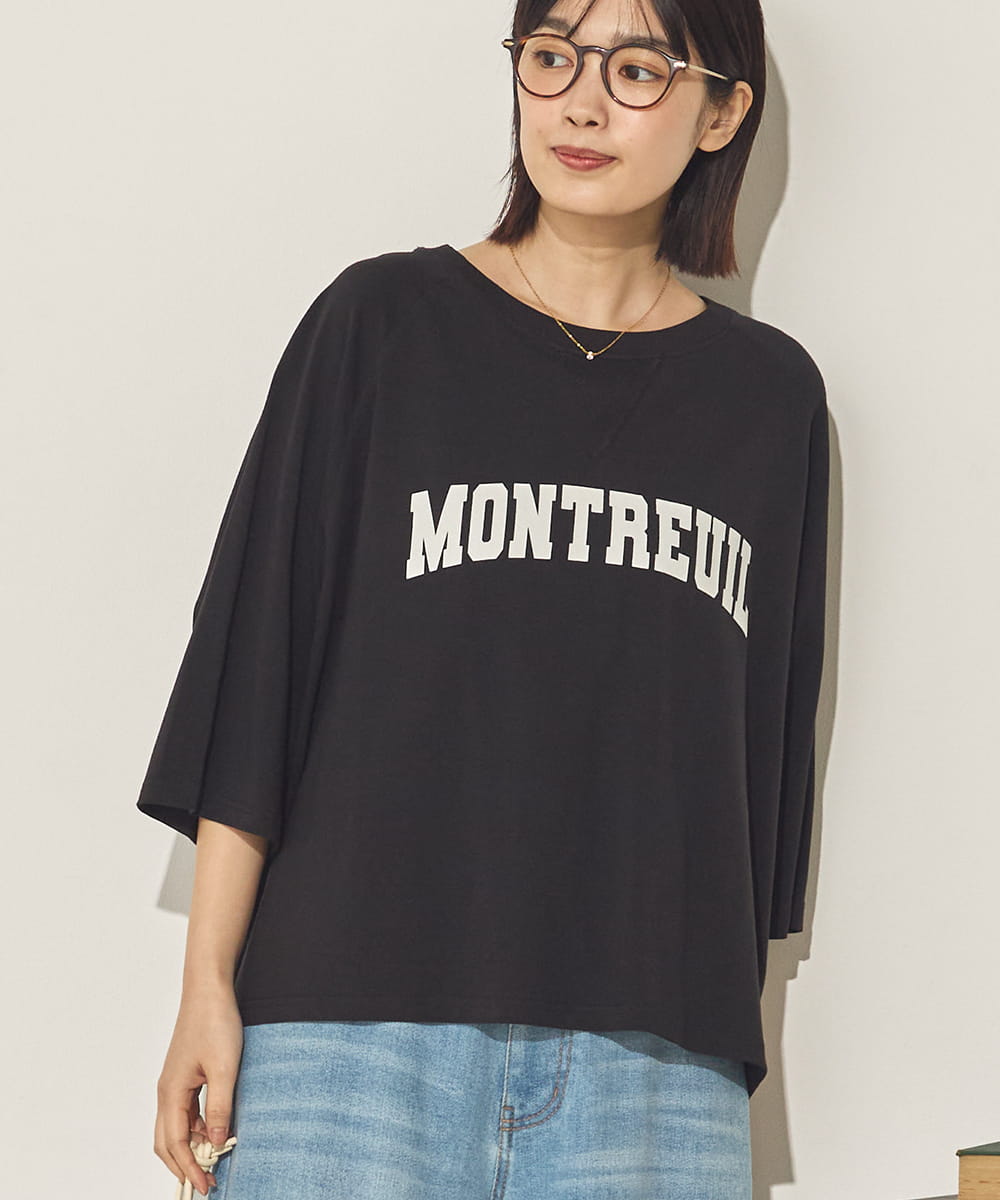 コットンベア天ガゼットワイドシルエットロゴTシャツ[21084-6136]