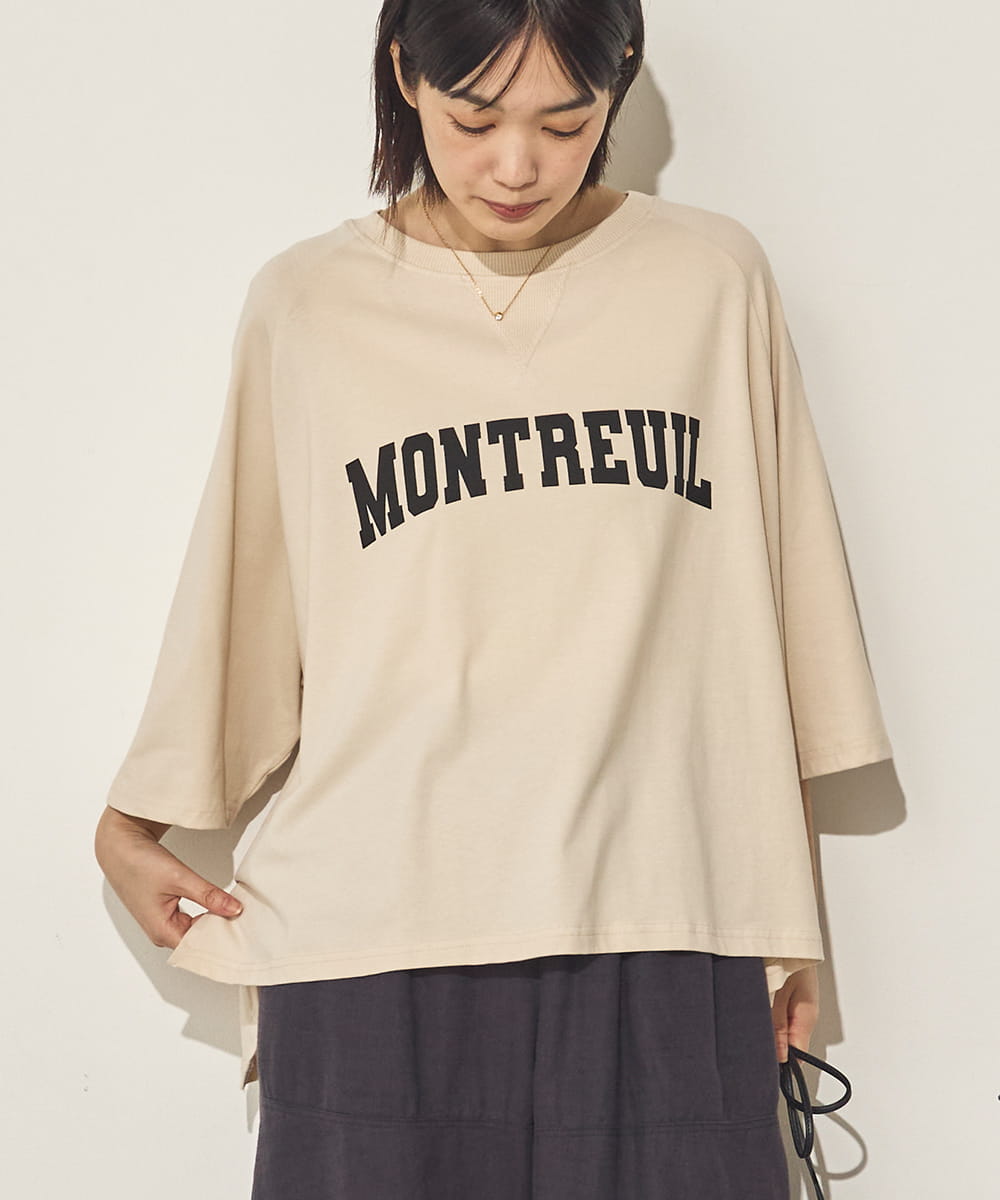 コットンベア天ガゼットワイドシルエットロゴTシャツ[21084-6136]