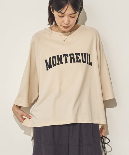 コットンベア天ガゼットワイドシルエットロゴTシャツ[21084-6136]