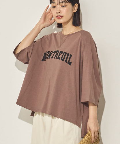コットンベア天ガゼットワイドシルエットロゴTシャツ[21084-6136]