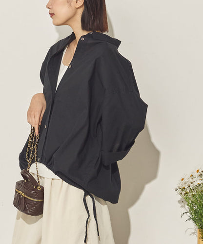 綿麻裾ドロストブラウス[21099-4126]