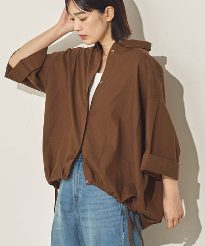 綿麻裾ドロストブラウス[21099-4126]