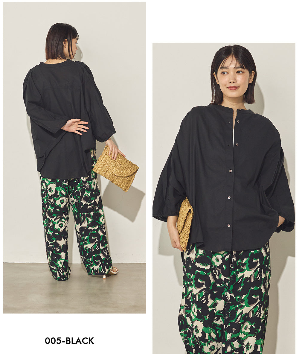 綿麻ポンチョブラウス[21100-4126]