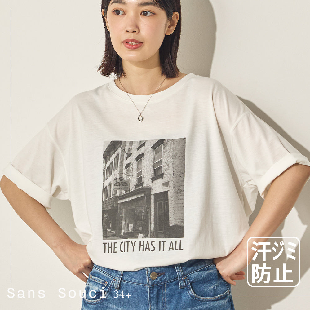 汗染み防止フォトプリントTシャツ[21173-6136]