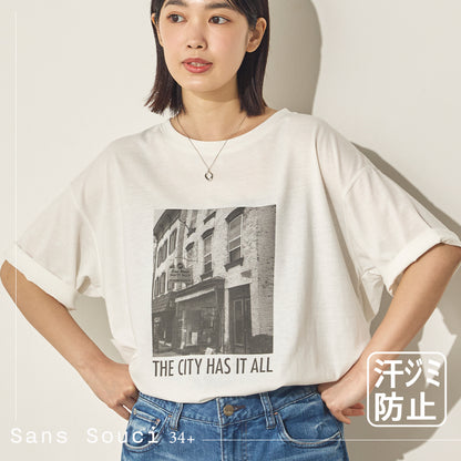 汗染み防止フォトプリントTシャツ[21173-6136]
