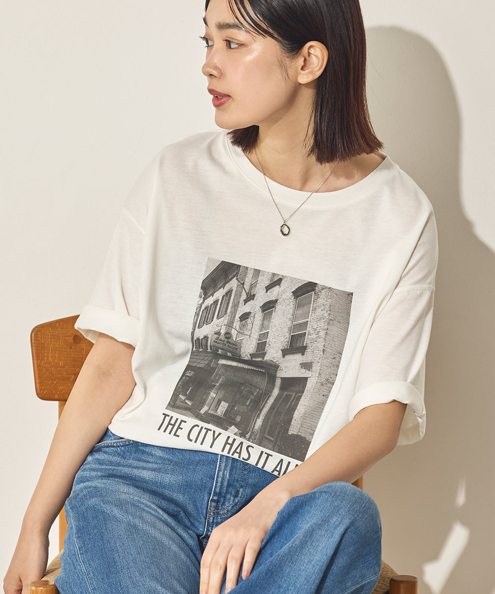 汗染み防止フォトプリントTシャツ[21173-6136]