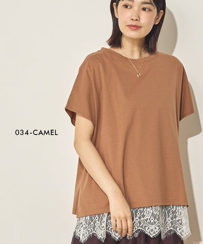 汗染み防止 裾レースレイヤードTシャツセット[21175-6136]